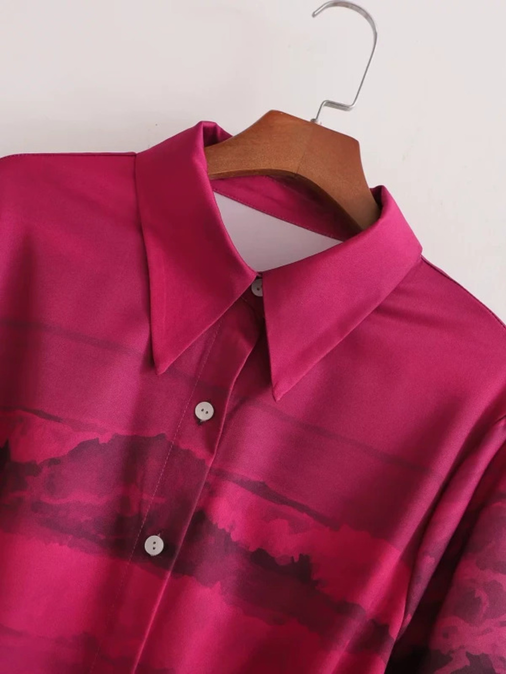Womens Long Sleeve Floral Placement Print Shirt Dress